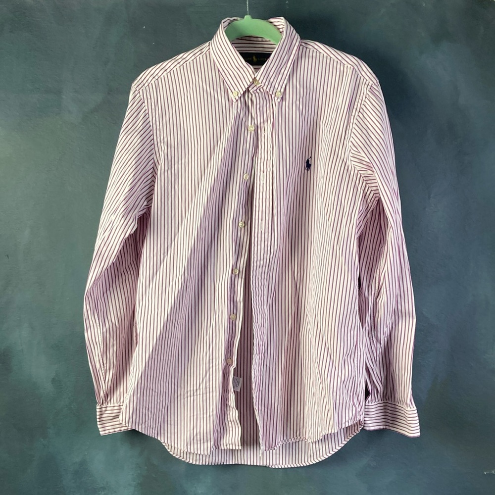 Polo by Ralph Lauren Purple and White Casual Button Down Shirt